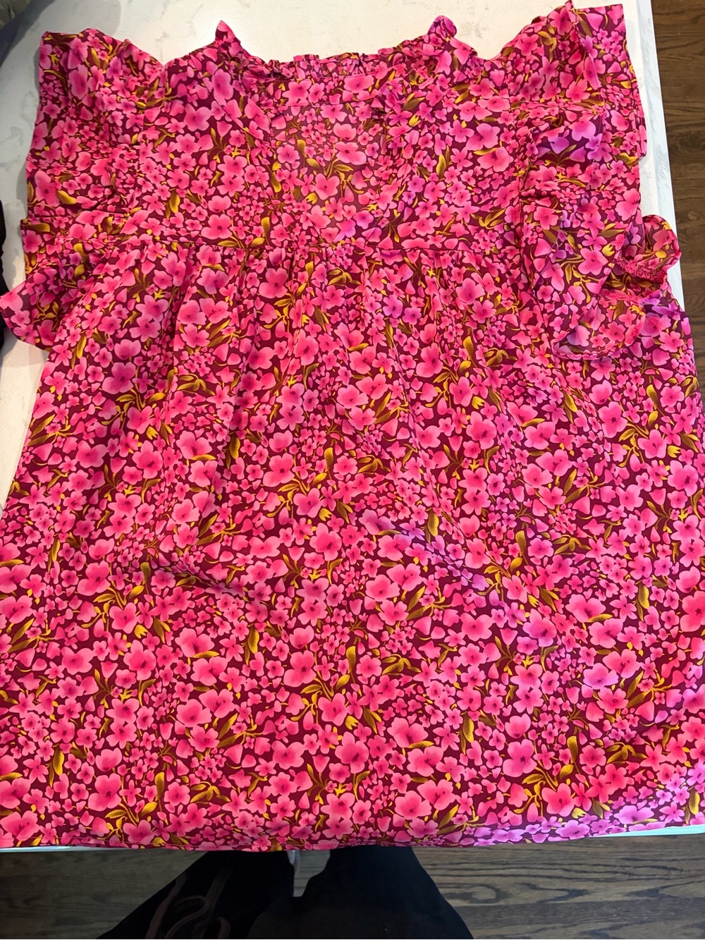 Women's Floral Off-Shoulder Blouse in Hot Pink